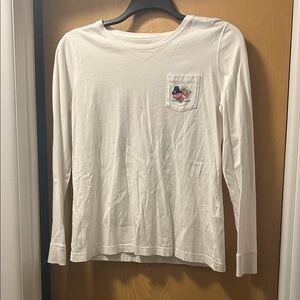 Vineyard Vines White Long Sleeve Tee with Pocket